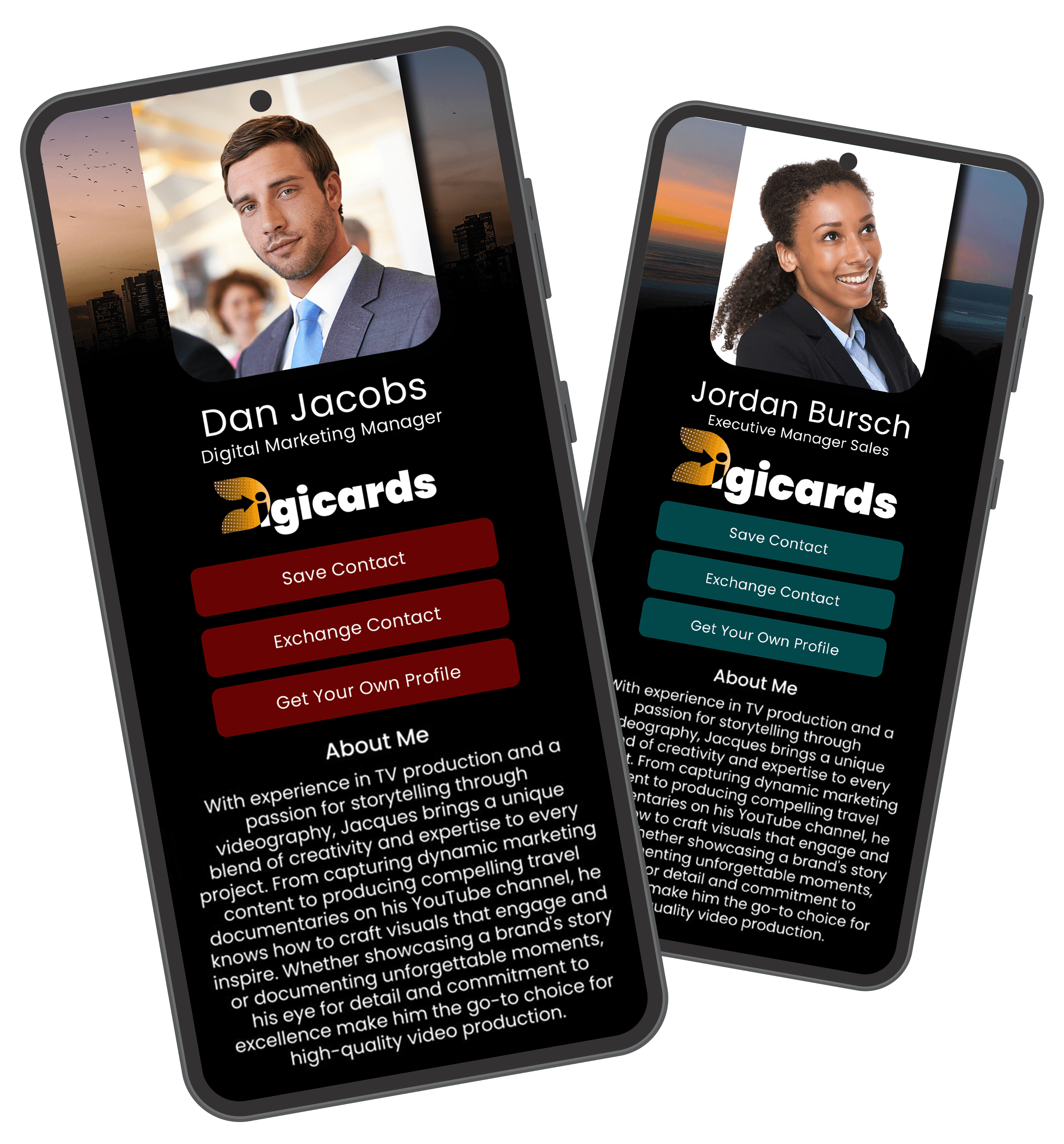 DigiGold Digicard examples on mobile
